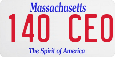 MA license plate 140CE0