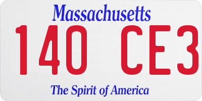 MA license plate 140CE3