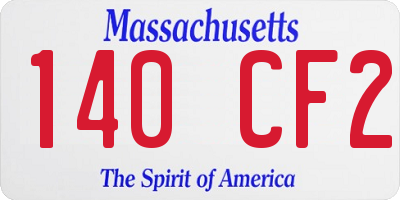 MA license plate 140CF2