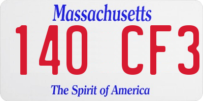 MA license plate 140CF3
