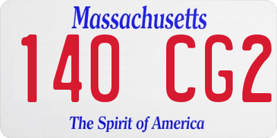 MA license plate 140CG2