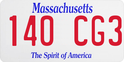 MA license plate 140CG3