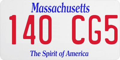 MA license plate 140CG5