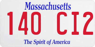 MA license plate 140CI2