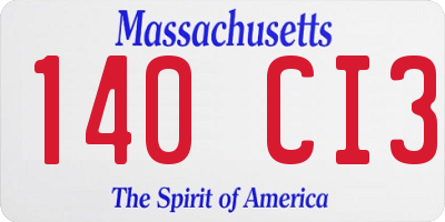 MA license plate 140CI3