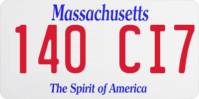 MA license plate 140CI7