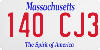 MA license plate 140CJ3