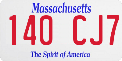 MA license plate 140CJ7