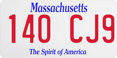 MA license plate 140CJ9