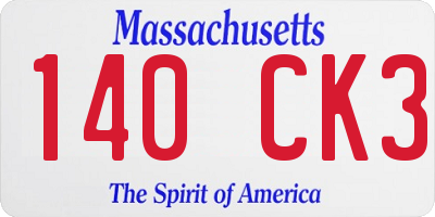 MA license plate 140CK3