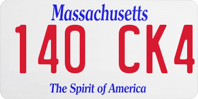 MA license plate 140CK4