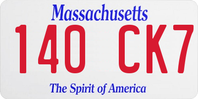MA license plate 140CK7