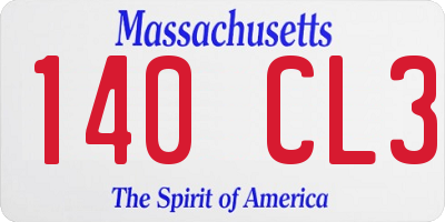 MA license plate 140CL3