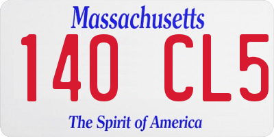 MA license plate 140CL5