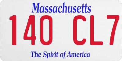 MA license plate 140CL7
