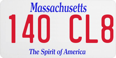 MA license plate 140CL8