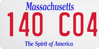 MA license plate 140CO4