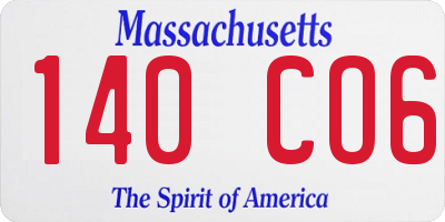 MA license plate 140CO6