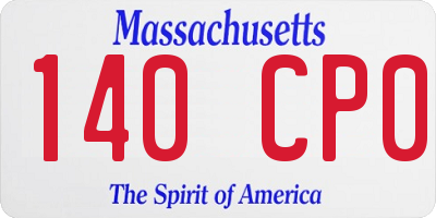MA license plate 140CP0