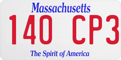 MA license plate 140CP3