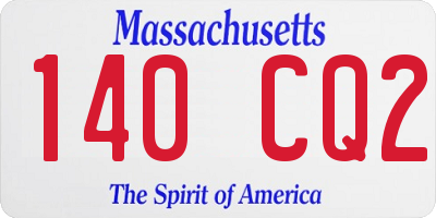 MA license plate 140CQ2