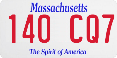 MA license plate 140CQ7