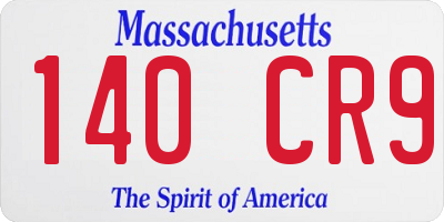 MA license plate 140CR9