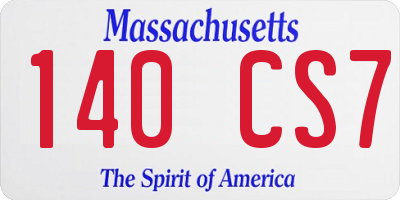 MA license plate 140CS7