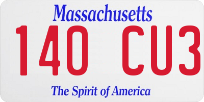 MA license plate 140CU3