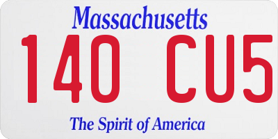 MA license plate 140CU5