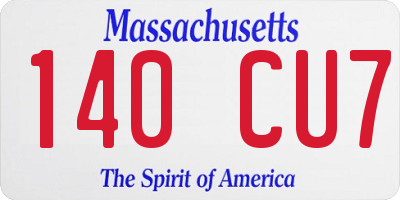 MA license plate 140CU7