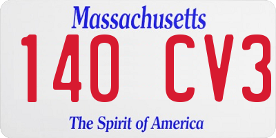 MA license plate 140CV3