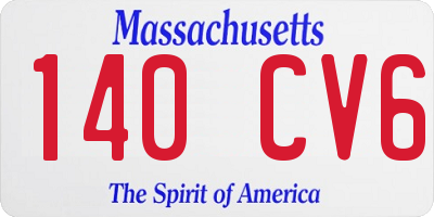 MA license plate 140CV6