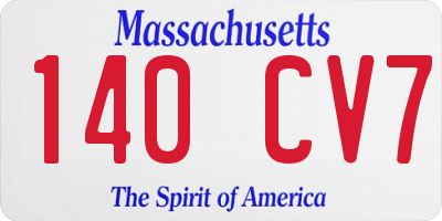 MA license plate 140CV7