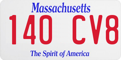 MA license plate 140CV8