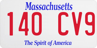 MA license plate 140CV9