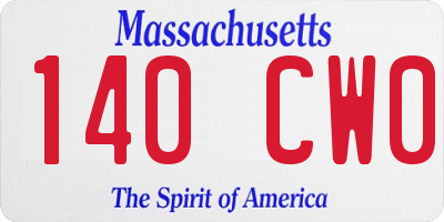 MA license plate 140CW0