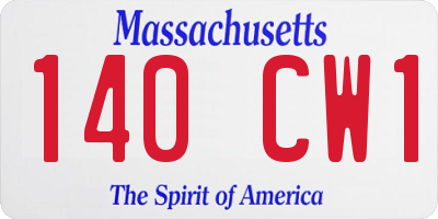MA license plate 140CW1