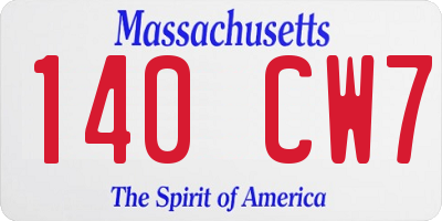 MA license plate 140CW7