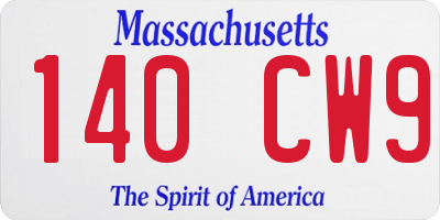 MA license plate 140CW9