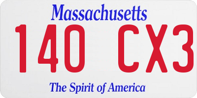 MA license plate 140CX3