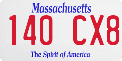 MA license plate 140CX8
