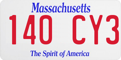 MA license plate 140CY3