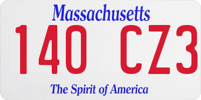 MA license plate 140CZ3
