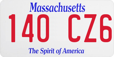 MA license plate 140CZ6