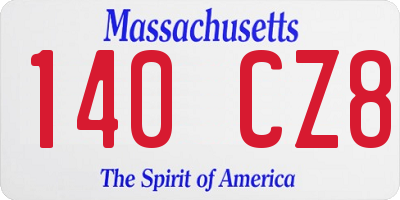 MA license plate 140CZ8