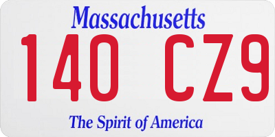 MA license plate 140CZ9