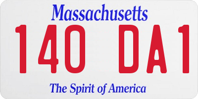 MA license plate 140DA1