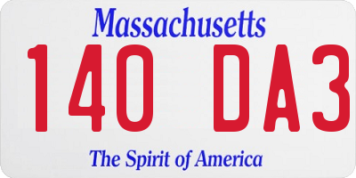 MA license plate 140DA3