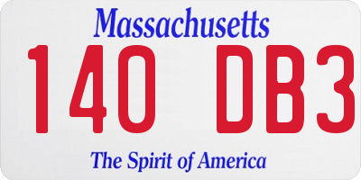 MA license plate 140DB3